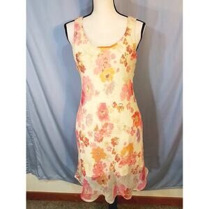 G-Dresses; Yellow with orange floral pattern